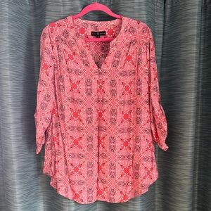 Fred David Pink Geometric Pullover Blouse